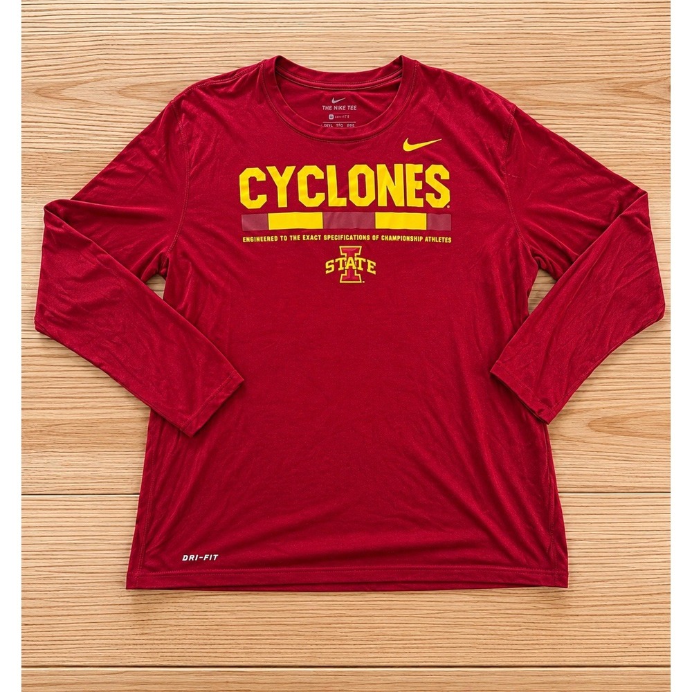 Nike Iowa State Cyclones Long Sleeve Men's XXL Dri-fit 100% Light Weight (186)